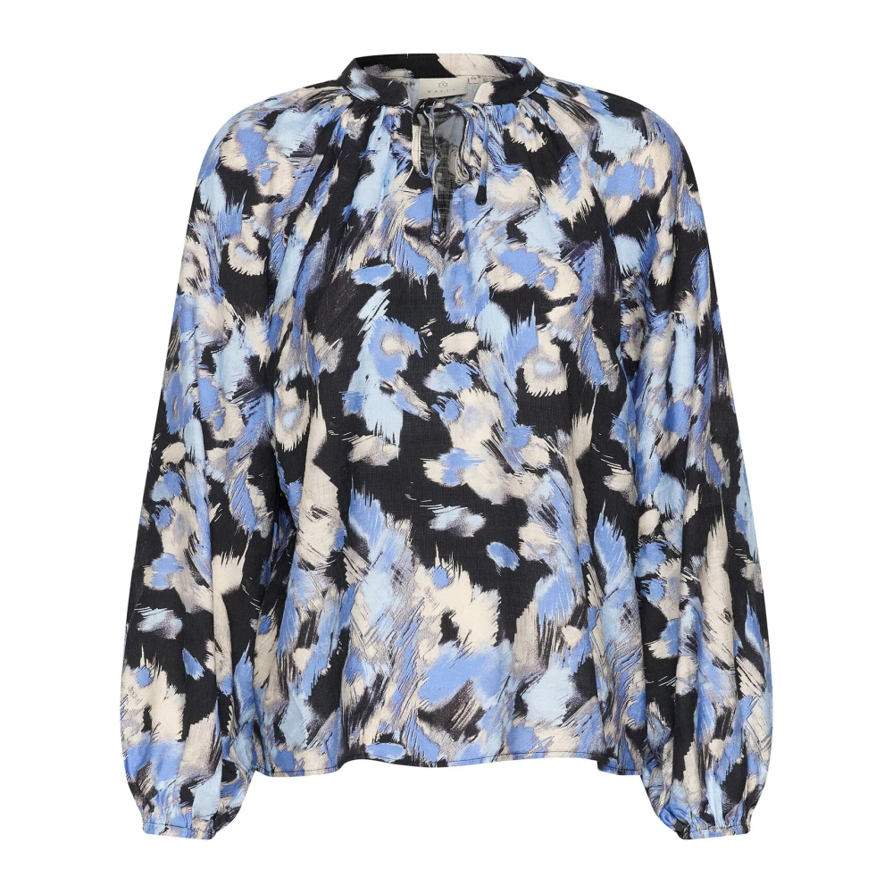 Kaffe Grafische Strepen Blouse in Zwart Blauw Multicolor Dames