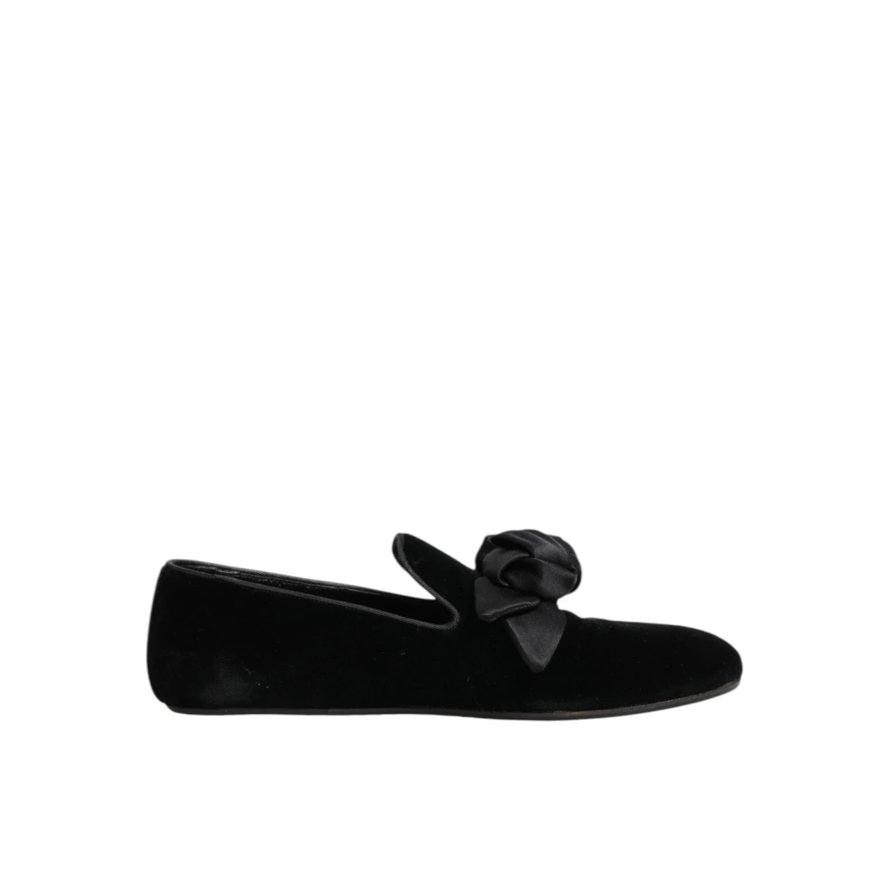 Dolce & Gabbana Men's Black Suede Rose Slip-On Loafers