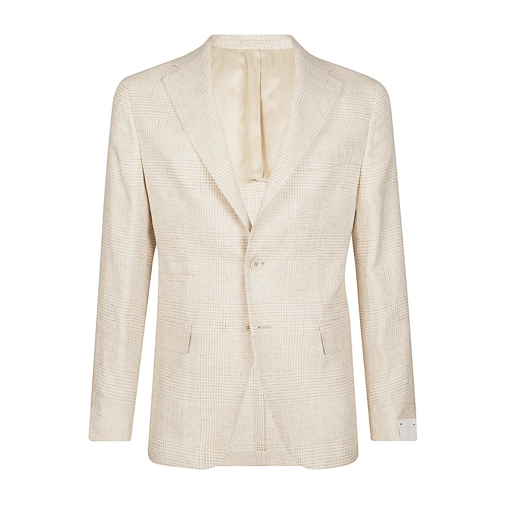 Eleventy Slim Fit Linnen Wol Zijde Jas Beige Heren