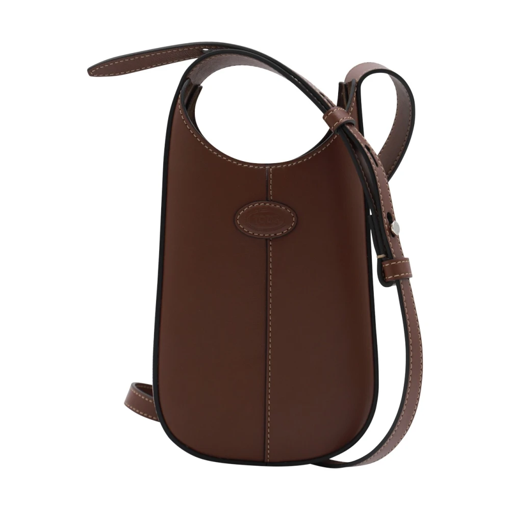 TOD'S Donkerbruine leren crossbodytas Brown Dames