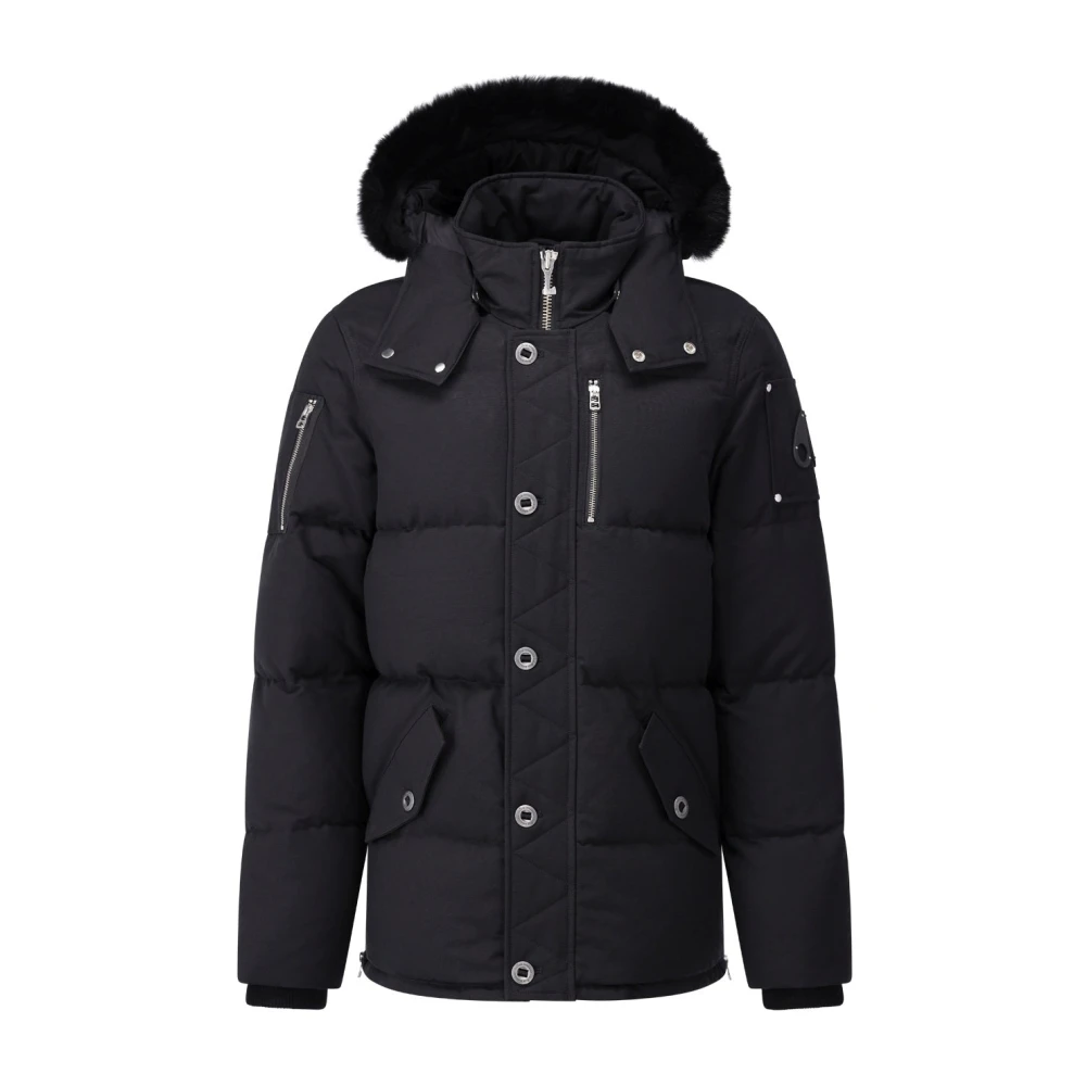 Moose Knuckles Gewatteerde jas met capuchon voor koud weer Black Heren