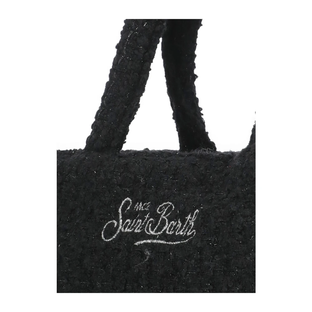 Saint Barth Zwarte wollen blend handtas met franjes Black Dames