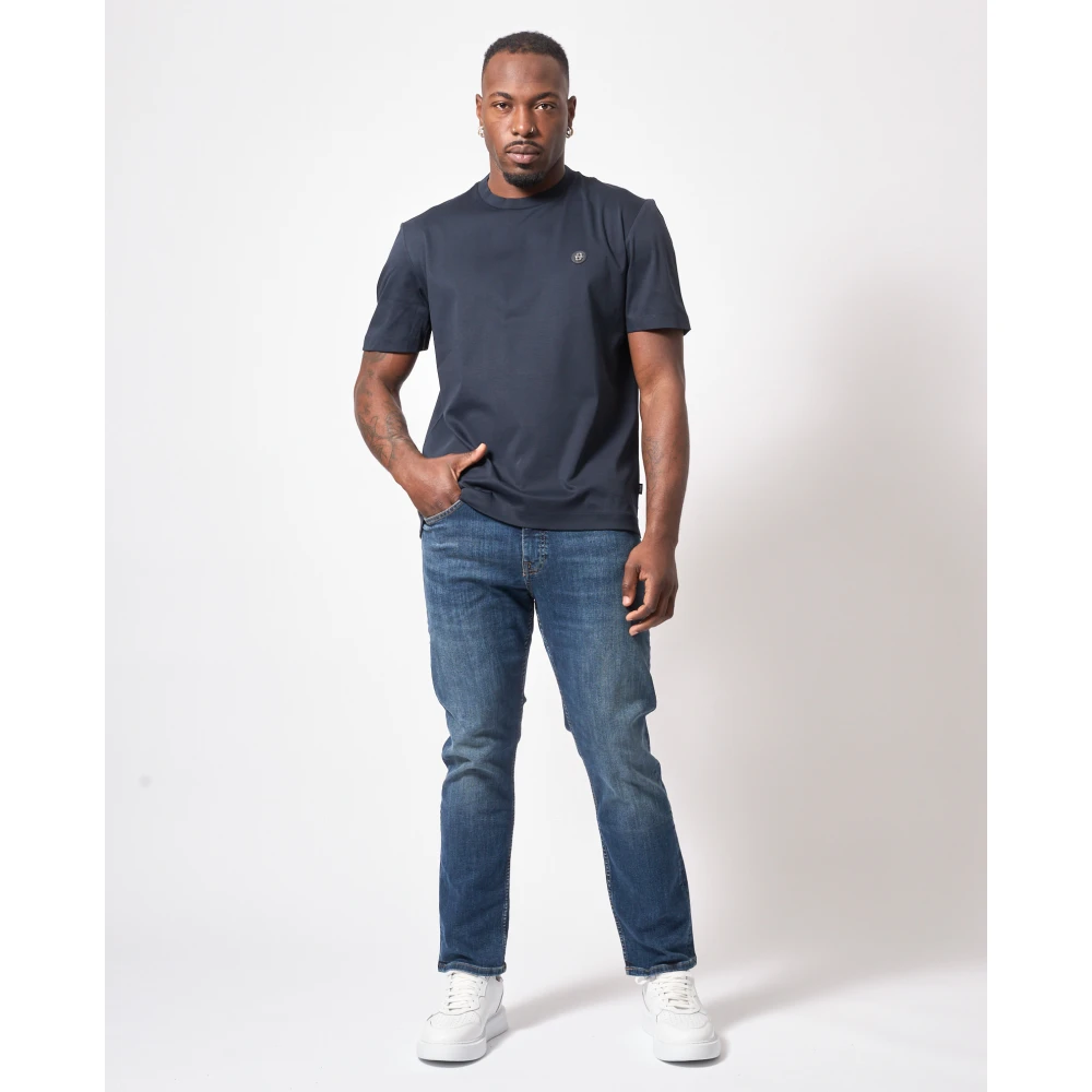 Hugo Boss Blauw T-shirt met Double B monogram Blue Heren