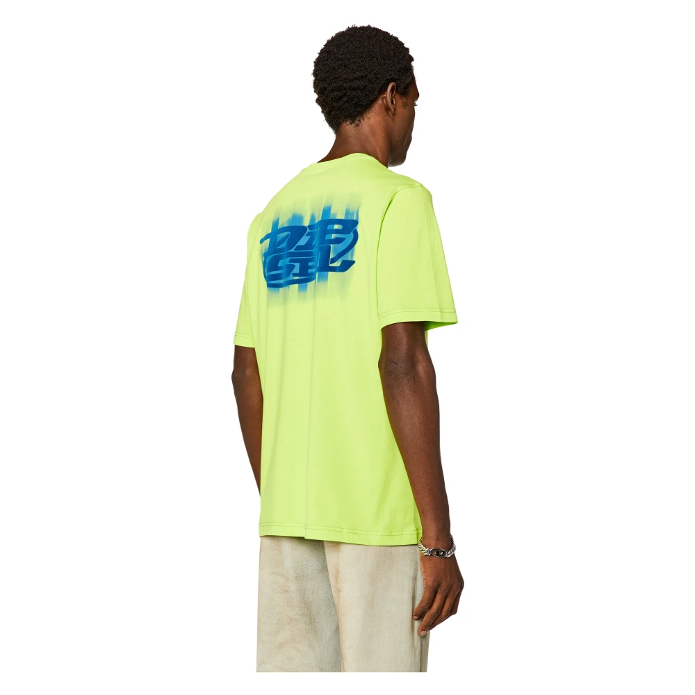 Diesel Logo-flocked T-shirt in cotton Green Heren