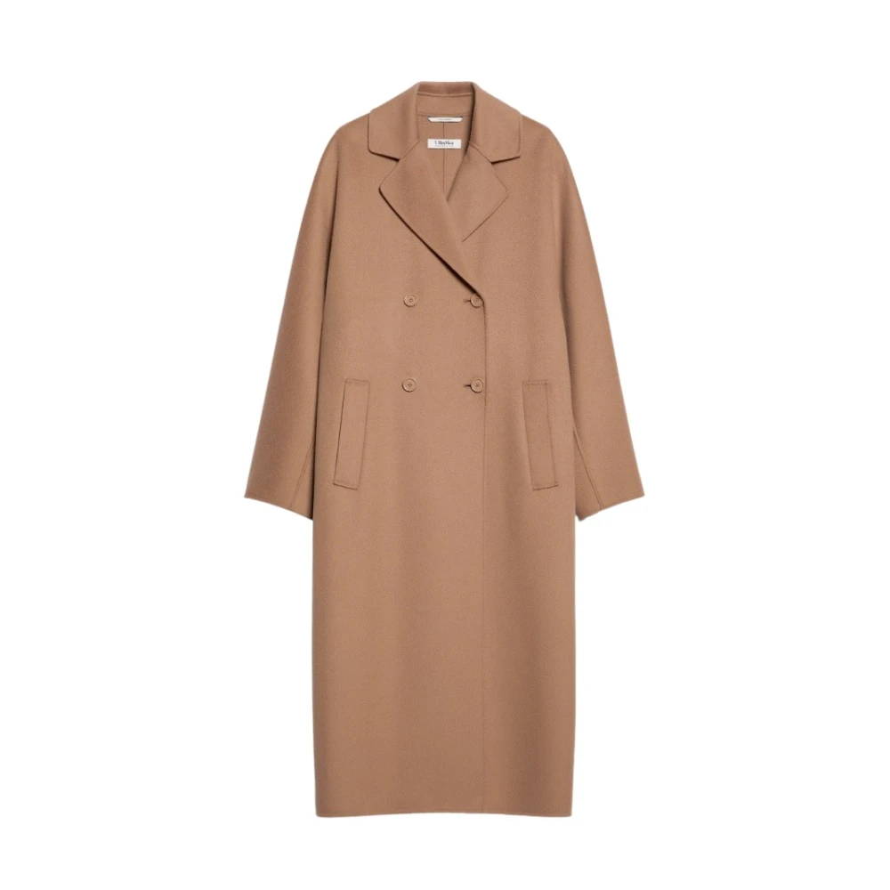 Max Mara Kameel Double-Breasted Midi Jas Brown Dames