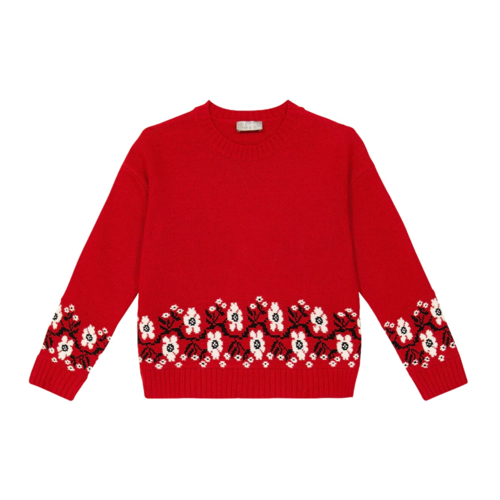 Il Gufo Röd Blommig Crewneck Tröja Red, Pojke