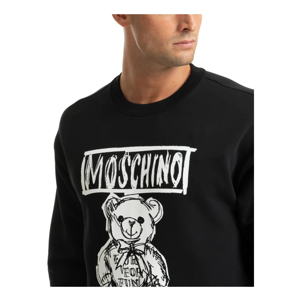 Moschino Gestreepte Teddy Bear Logo Sweatshirt Black Heren