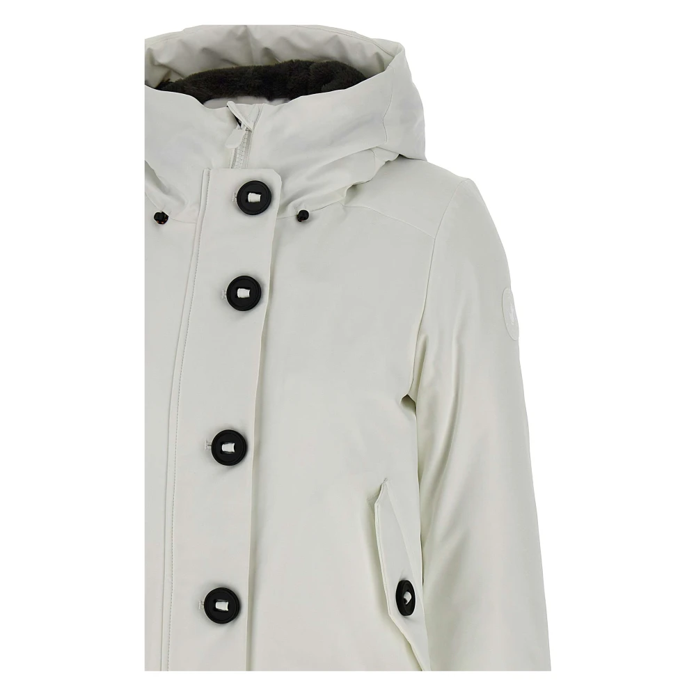 Save The Duck Witte Dames Parka met Nep Bont Trim White Dames