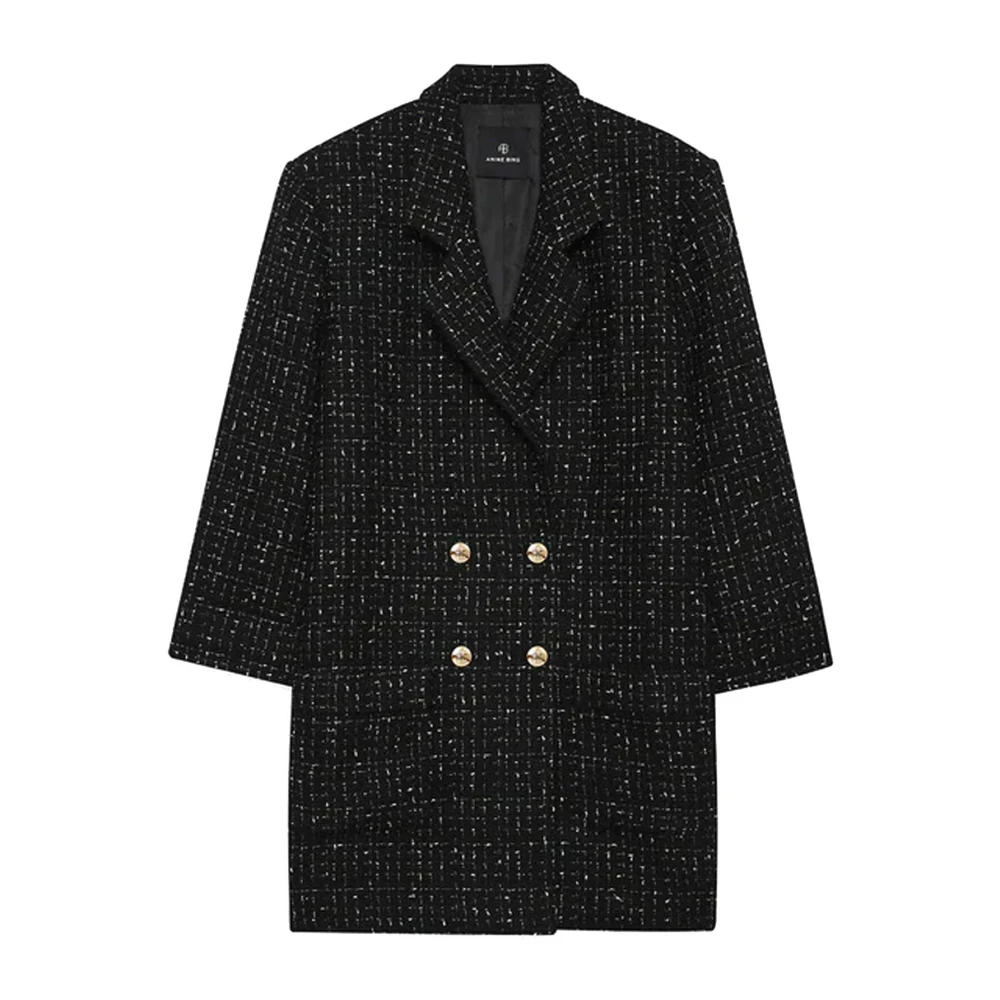 Anine Bing Zwarte Katharine Jurk met Gouden Knopen Black Dames