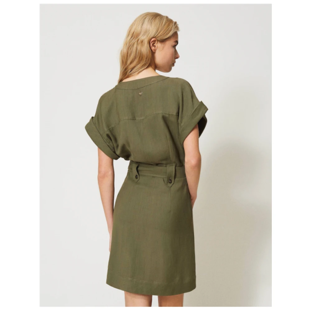 Twinset Wikkeljurk met Korte Kimono Mouwen Green Dames