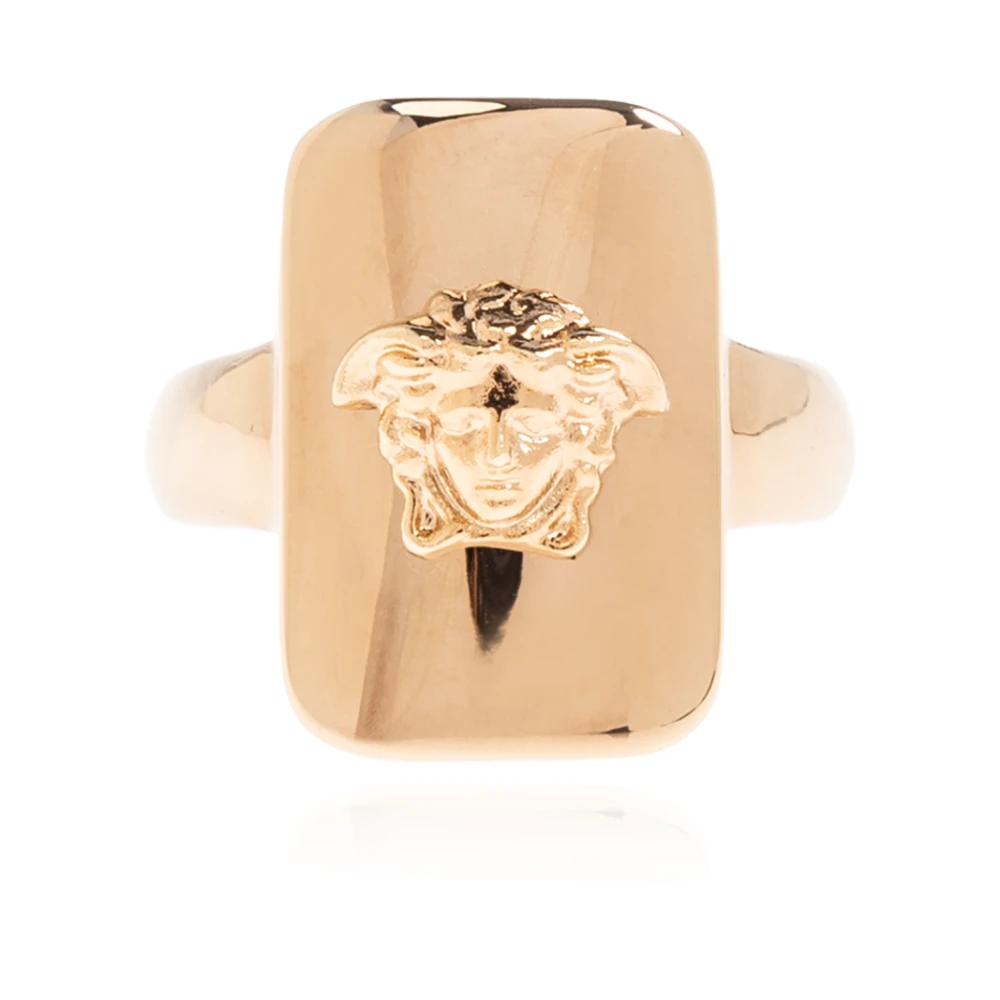 Versace Mannelijk Geel Accessoires Heren, 56 Mm, Zegelring Met Het Hoofd Van Medusa