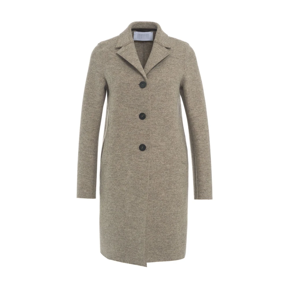 Harris Wharf London Grijze Enkellange Wollen Jas Aw24 Beige Dames