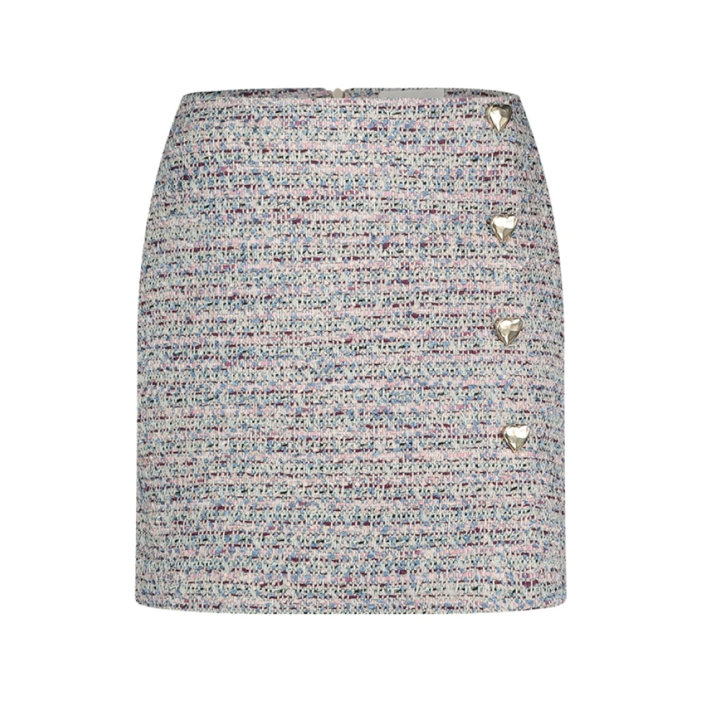 Fabienne Chapot Tweed Mini Rok met Hart Knopen Multicolor Dames