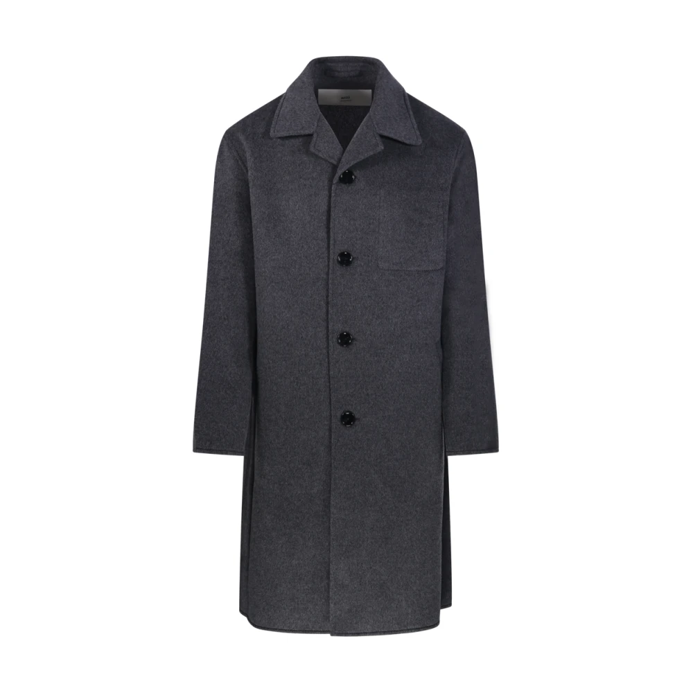 Ami Paris Men's Gray Four Buttons Coat In Double-Face Cashmere - Single-Breasted Coats - L - Coats