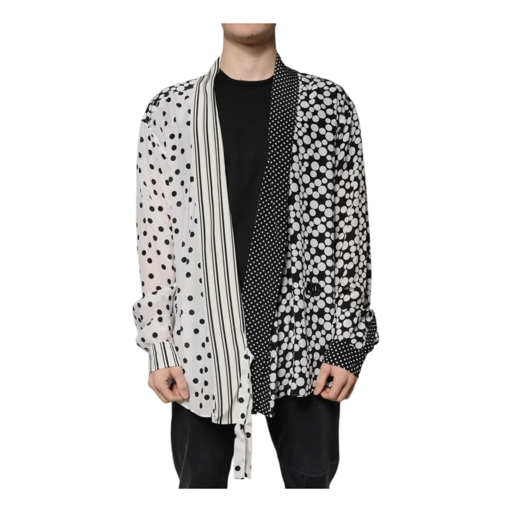 Dolce & Gabbana Men's Silk Polka Dots Long Sleeve Shirt