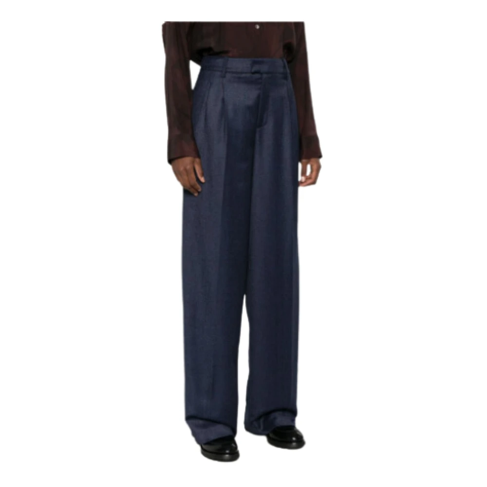 Federica Tosi Navy Geplooide Broek Blue Dames