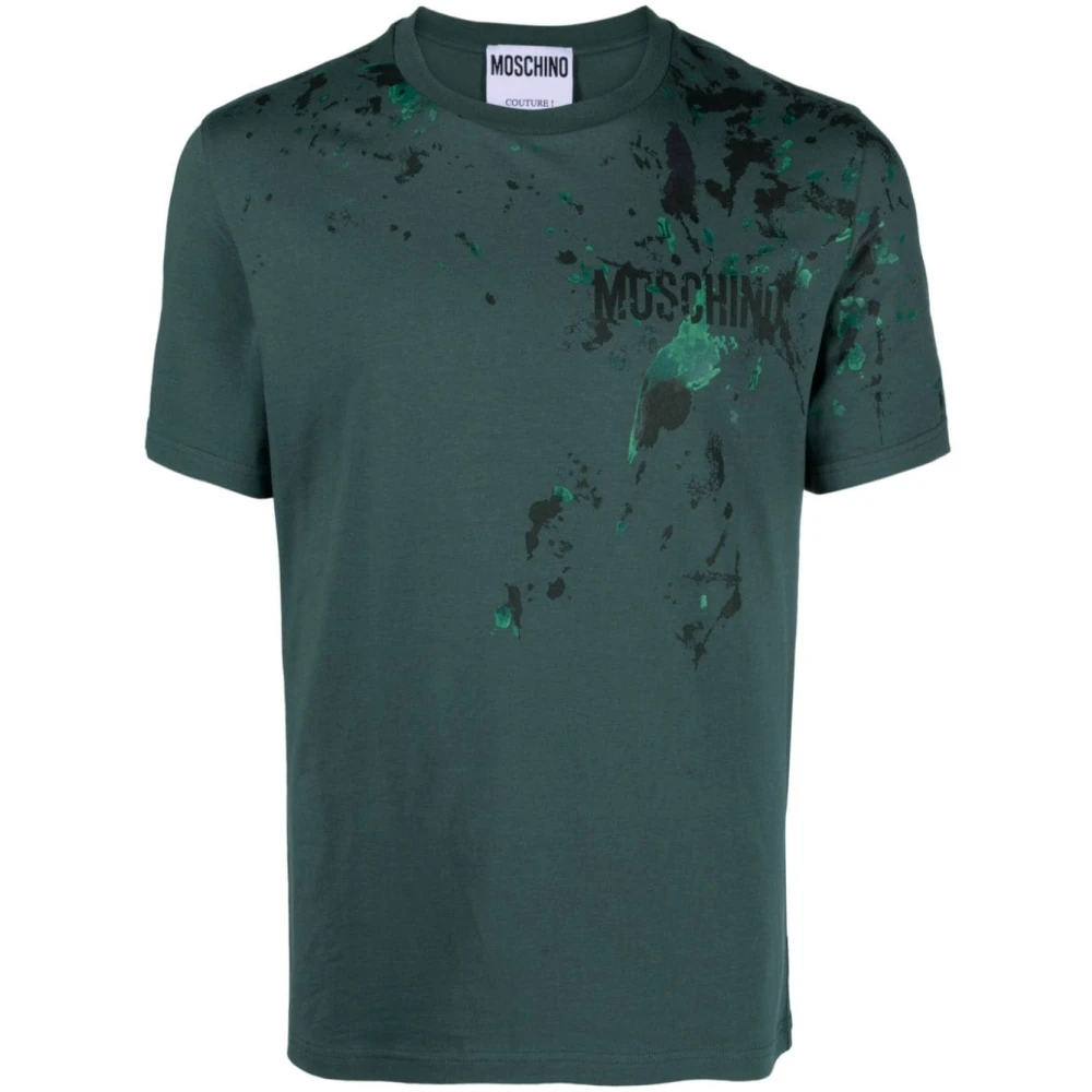 Moschino Groene T-shirts en Polos met Verfspat Detail Green Heren
