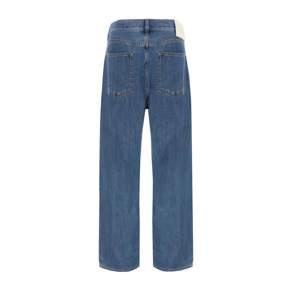Valentino Rechte katoenen jeans met leren patch Blue Heren