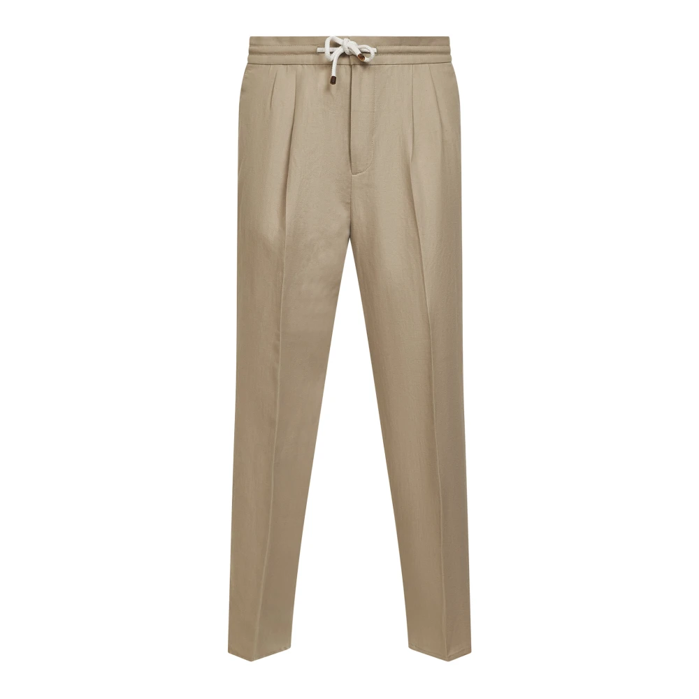 Brunello Cucinelli Men's Brown Straight Trousers, Xl, Leisure Fit Trousers