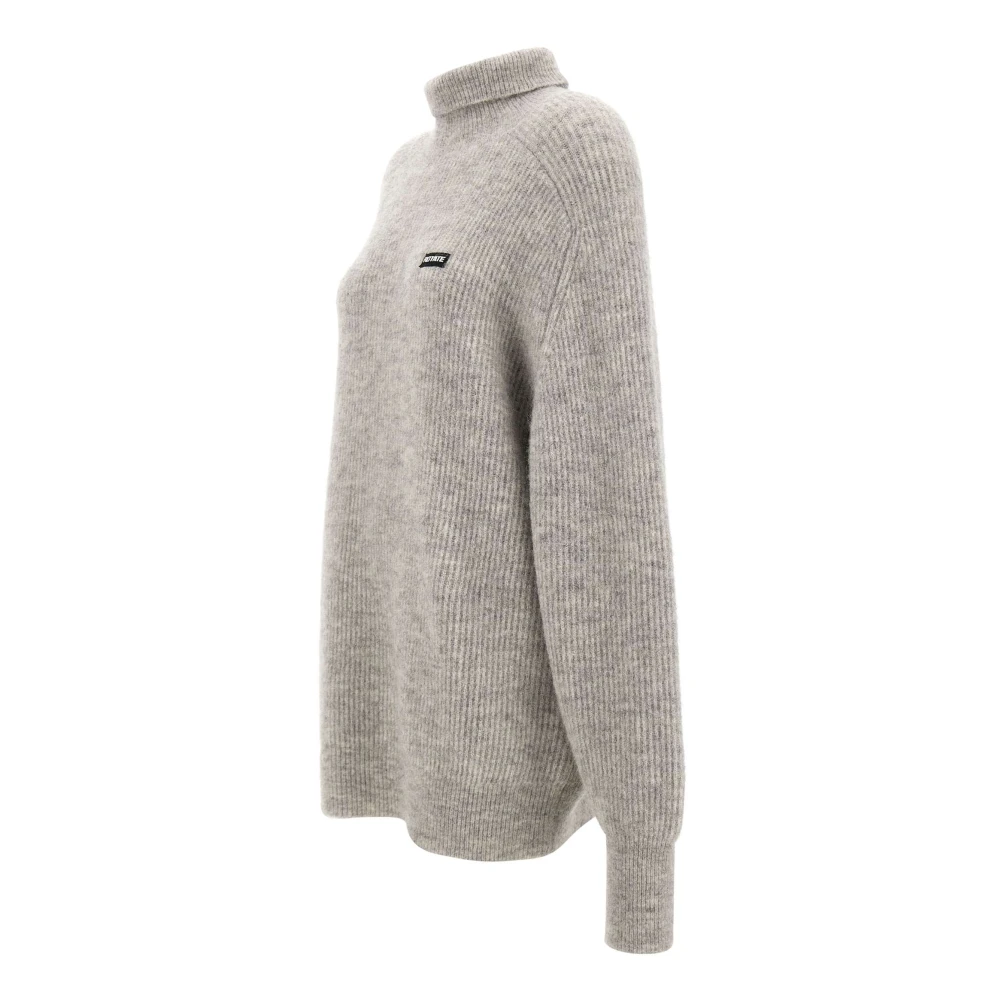Rotate Birger Christensen Gezellig Grijs Wol Alpaca Coltrui Sweater Gray Dames