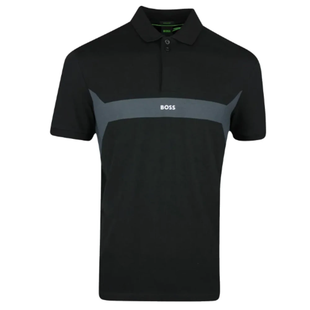 Hugo Boss Zwart Logo Print Polo Shirt Black Heren