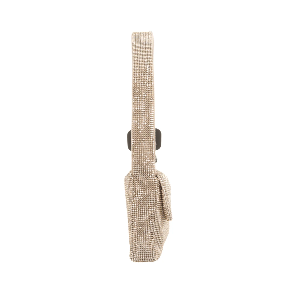 Benedetta Bruzziches Kristal Metalen Mesh Schoudertas Beige Dames