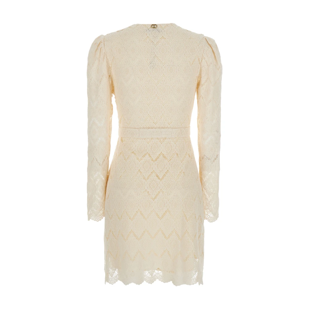 Twinset Beige Jurk met Metallic Logo Plaque Beige Dames