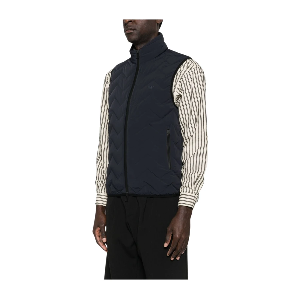 Emporio Armani Hombre Azul - Chaleco Acolchado Chevron Sin Mangas De Plumas - Jackets - S - Chaleco Acolchado Chevron Sin Mangas De Plumas