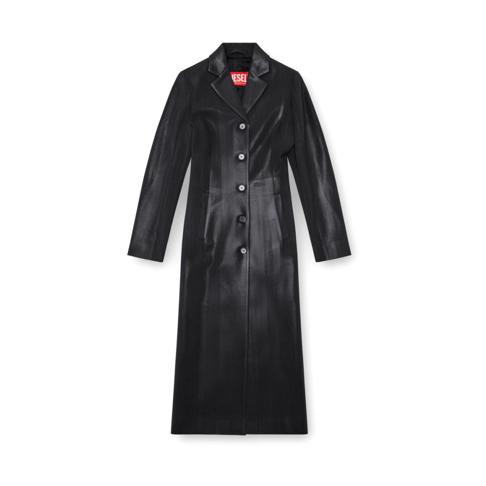 Diesel Gestructureerde Pinstripe Jas met Peak Revers Black Dames