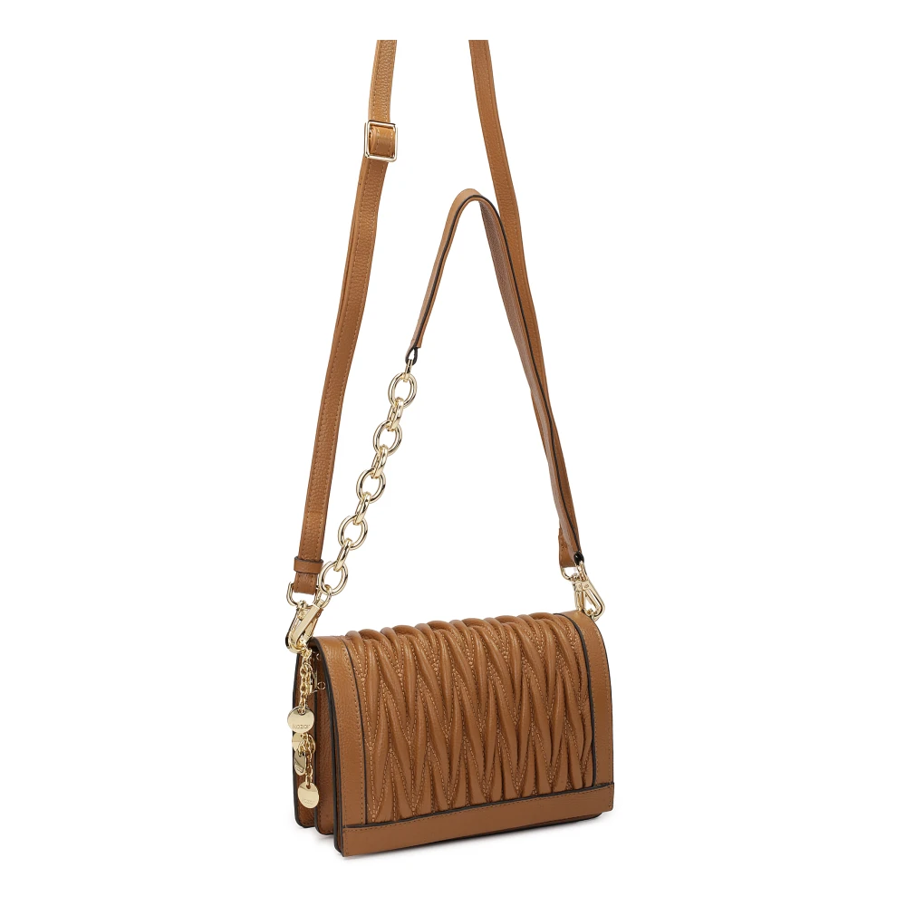 Kazar Leren handtas met gewatteerde klep en twee banden Brown Dames