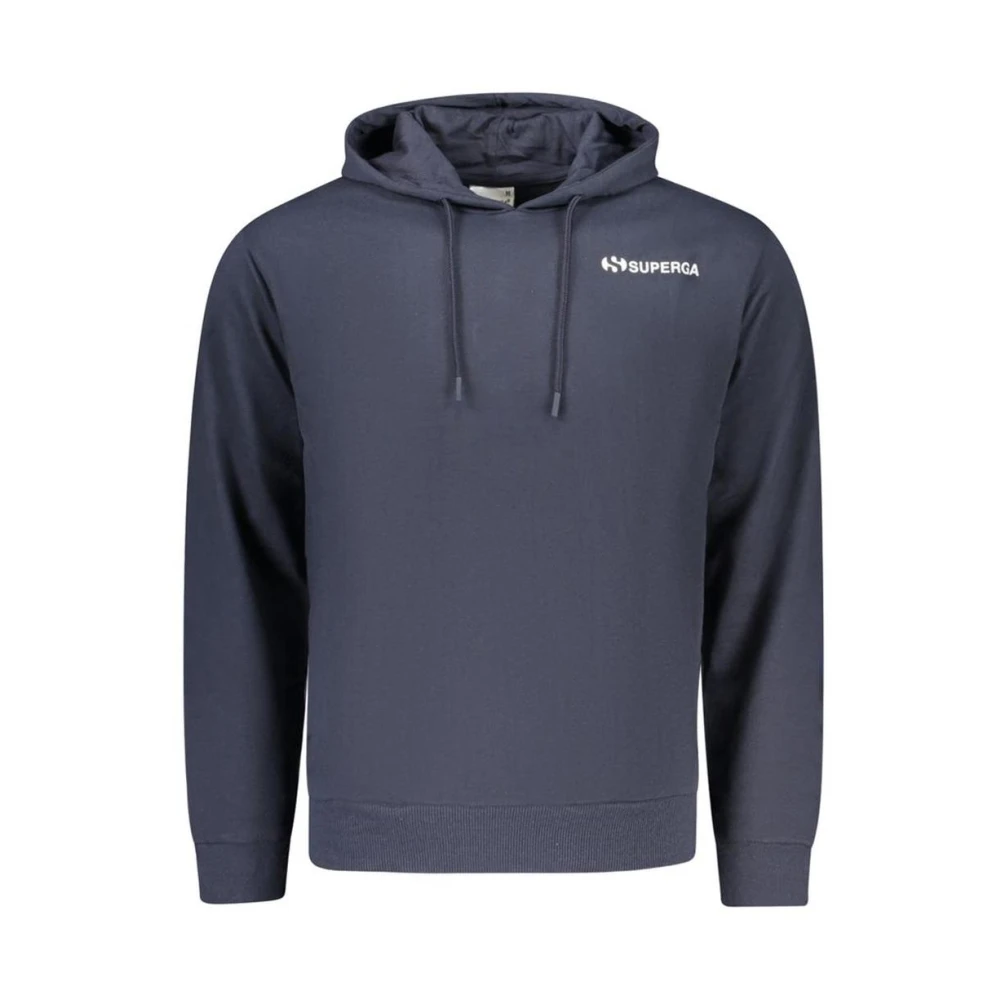 Superga Men's Blue Hoodies, Xl, Cotton Crewneck Sweatshirt With Ribbed Trim
