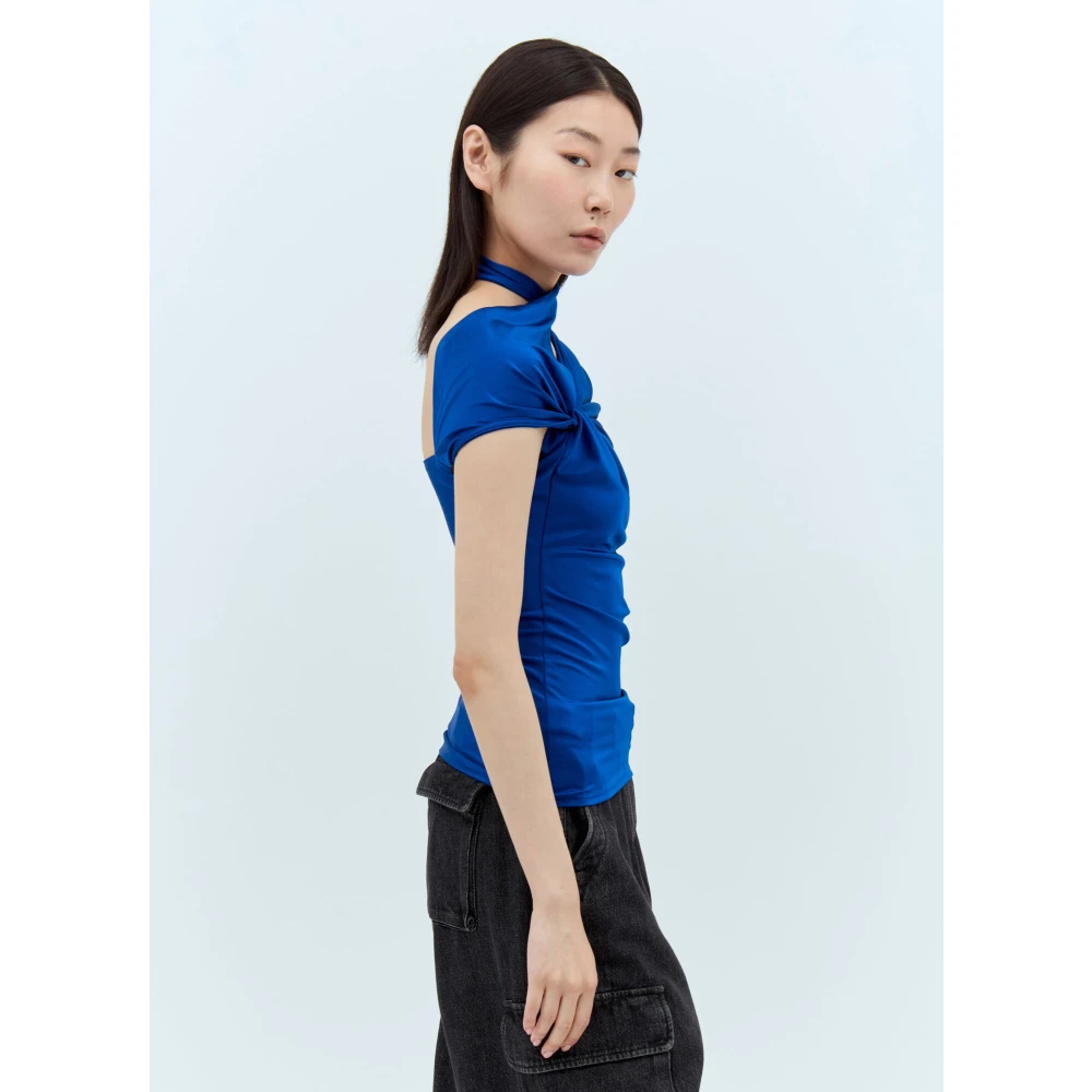 Coperni Draped Jersey Top Blue Dames