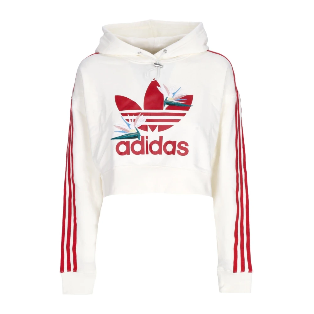 Adidas Cropped Hoodie med Elastisk Dragsko White, Dam