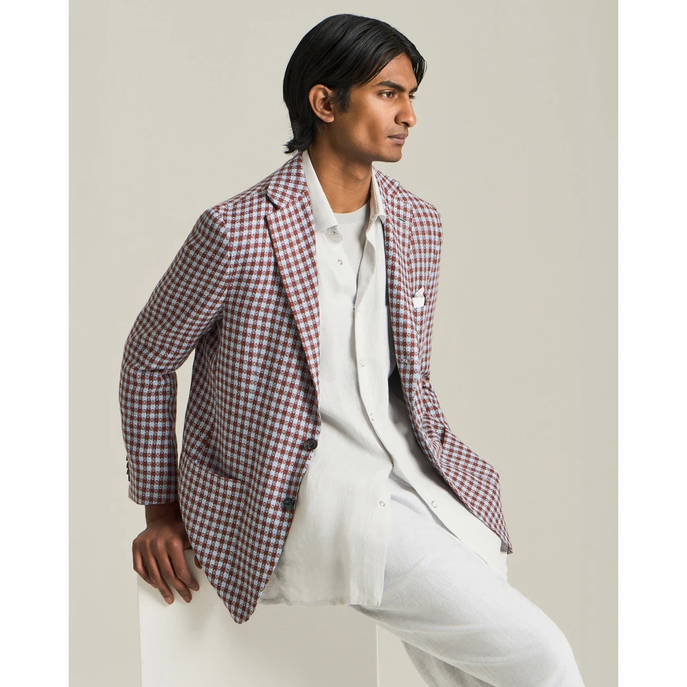 Kiton Micro Check Cashmere Blend Blazer Multicolor Heren