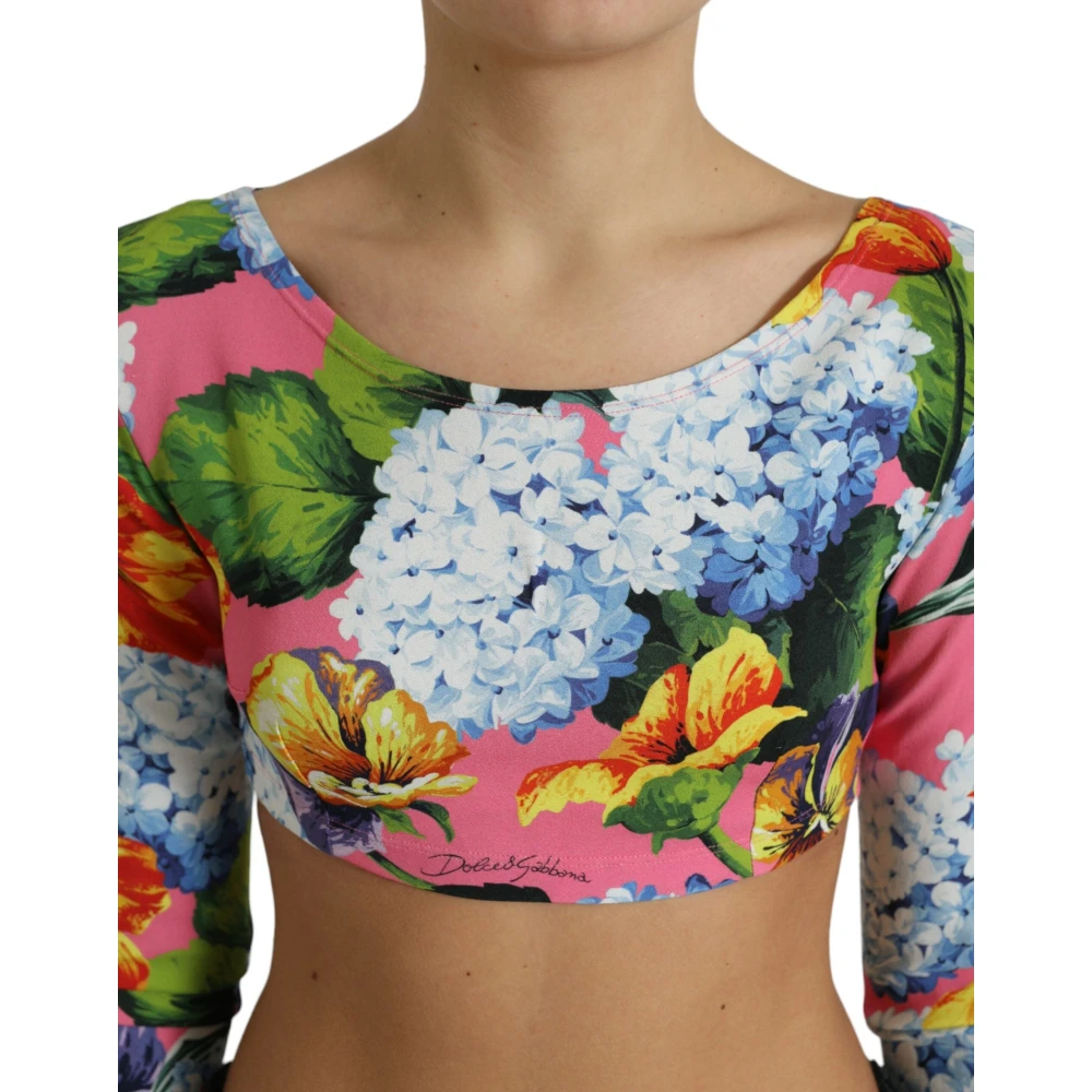Dolce & Gabbana Bloemen Elegance Crop Blouse Multicolor Dames