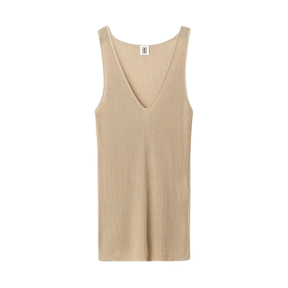 By Malene Birger Rory Mouwloze Ribgebreide Top By Herenne Birger Beige Dames