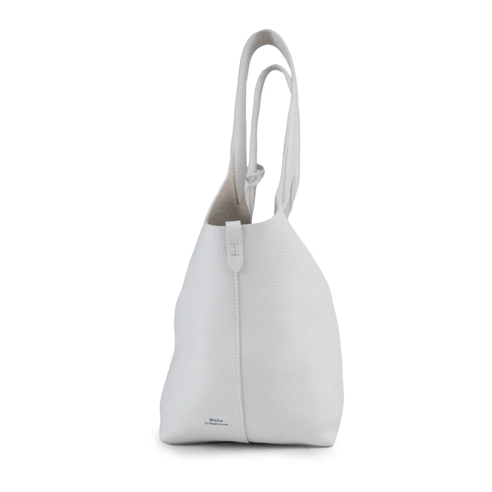 Polo Ralph Lauren Leren handtas met voorlogo borduurwerk White Dames