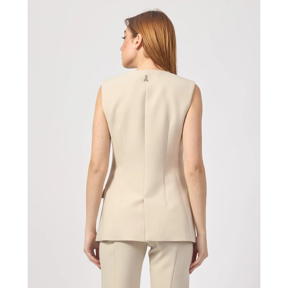 PATRIZIA PEPE Beige Getailleerde Jas met Fly Detail Beige Dames