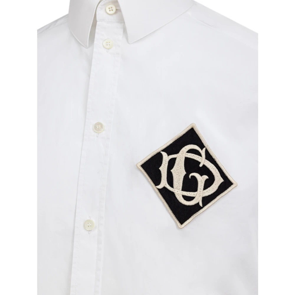 Dolce & Gabbana Geborduurd Relief Shirt White Heren