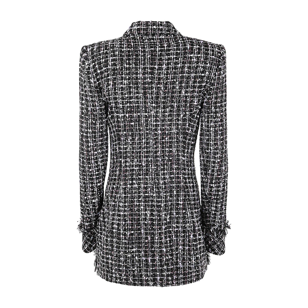 Balmain Elegant Tweed Fitted Jacket Black Dames