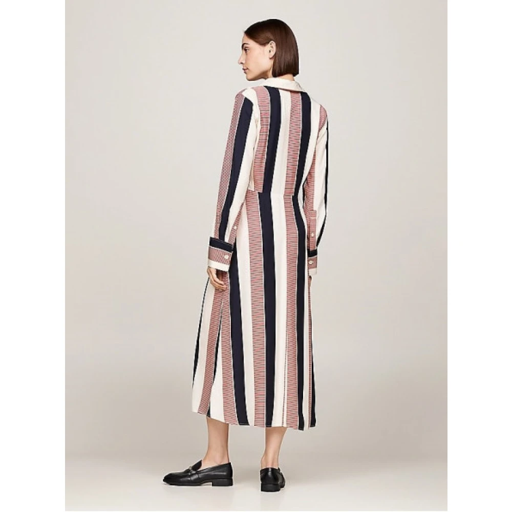 Tommy Hilfiger Gestreepte V-hals Lange Jurk Multicolor Dames
