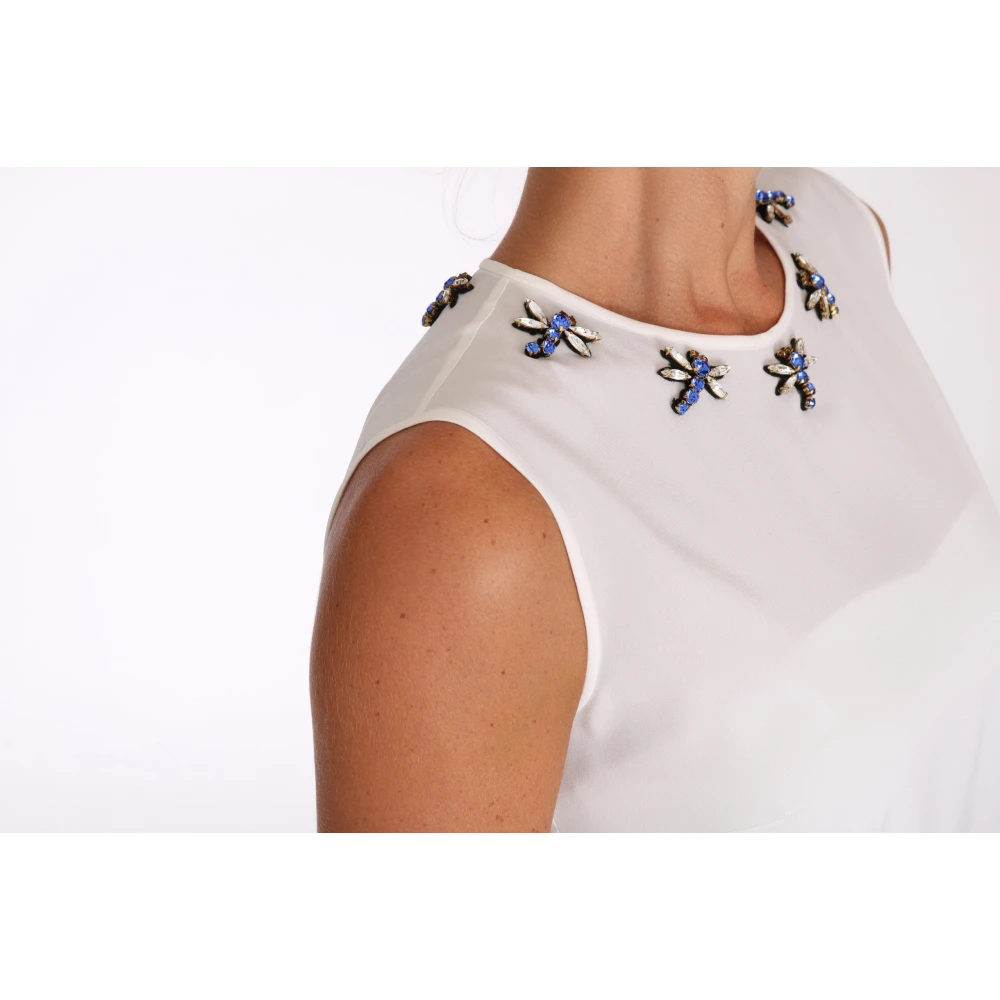 Dolce & Gabbana Elegante mouwloze zijden blouse met versiering White Dames
