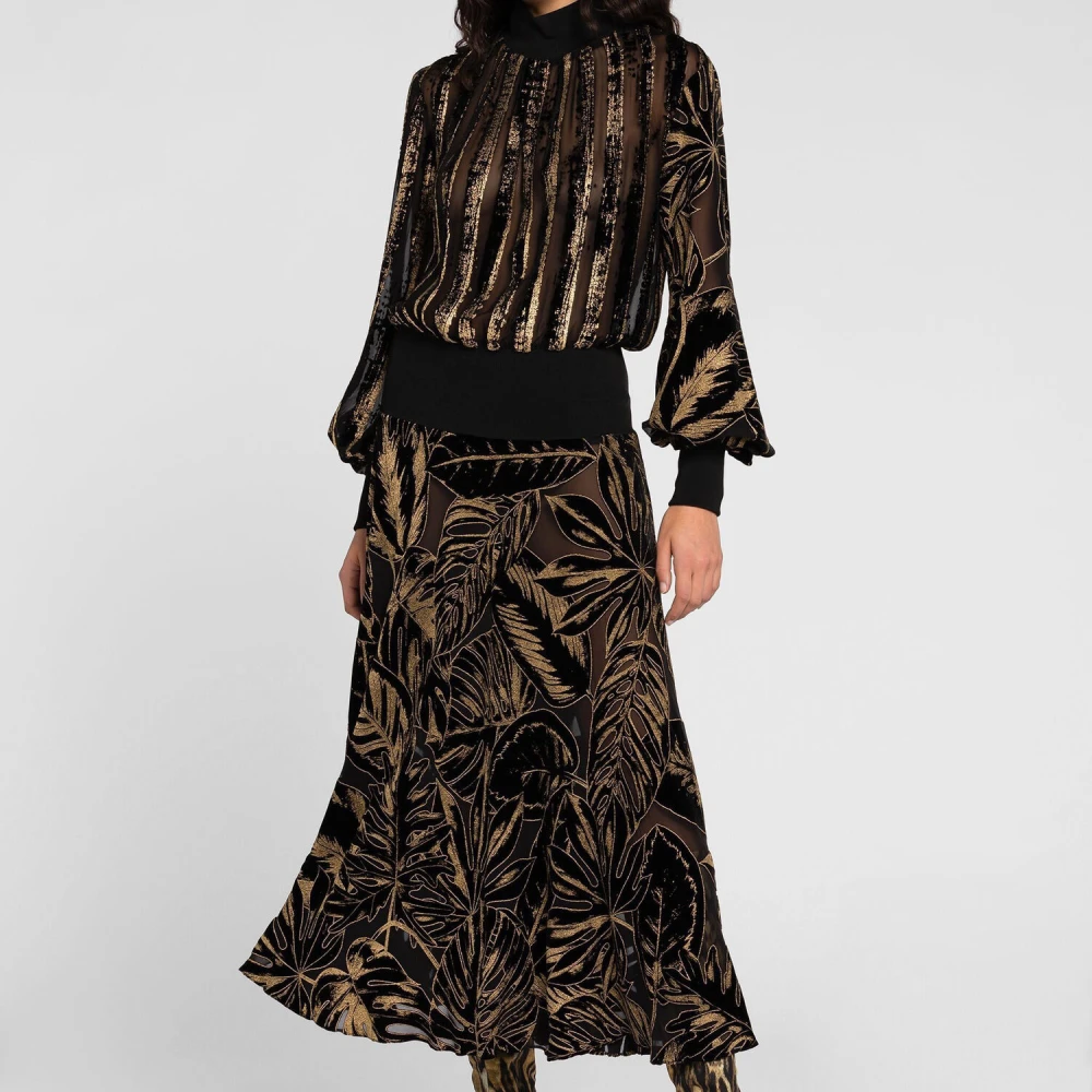 Roberto Cavalli Velvet-Devoré Jurk met Metallic Glans Black Dames