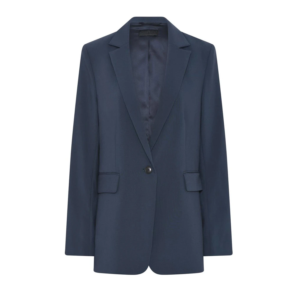 C.ro Women's Blue Blazers, L, Classic Navy Blazer With Flap Pockets