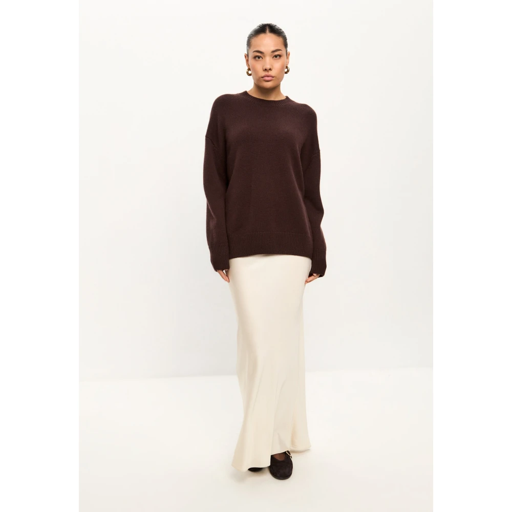 Cesare Gaspari Klassieke Crew Neck Sweater Mulan Bruin Brown Dames