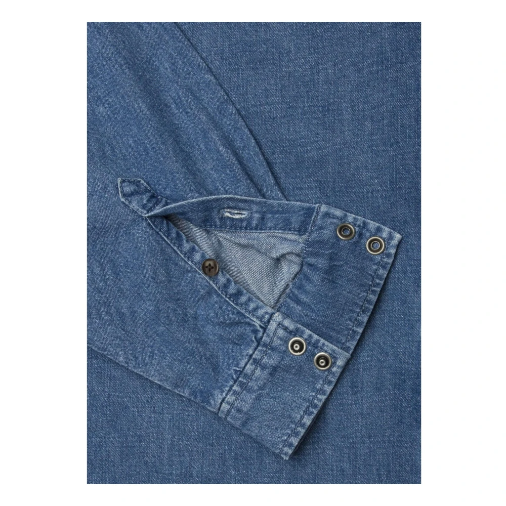 Pepe Jeans Sparkle Denim Boyfriend Shirt met Strass Details Blue Dames