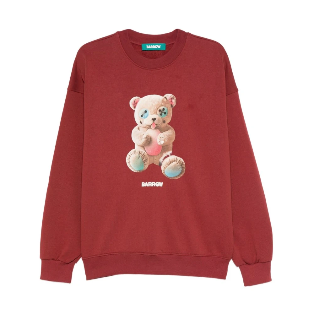 Barrow Men's Red Sweatshirts, M, Crewneck Sweatshirt Front Print Cotton