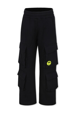 black-casual-fleece-cotton-trousers
