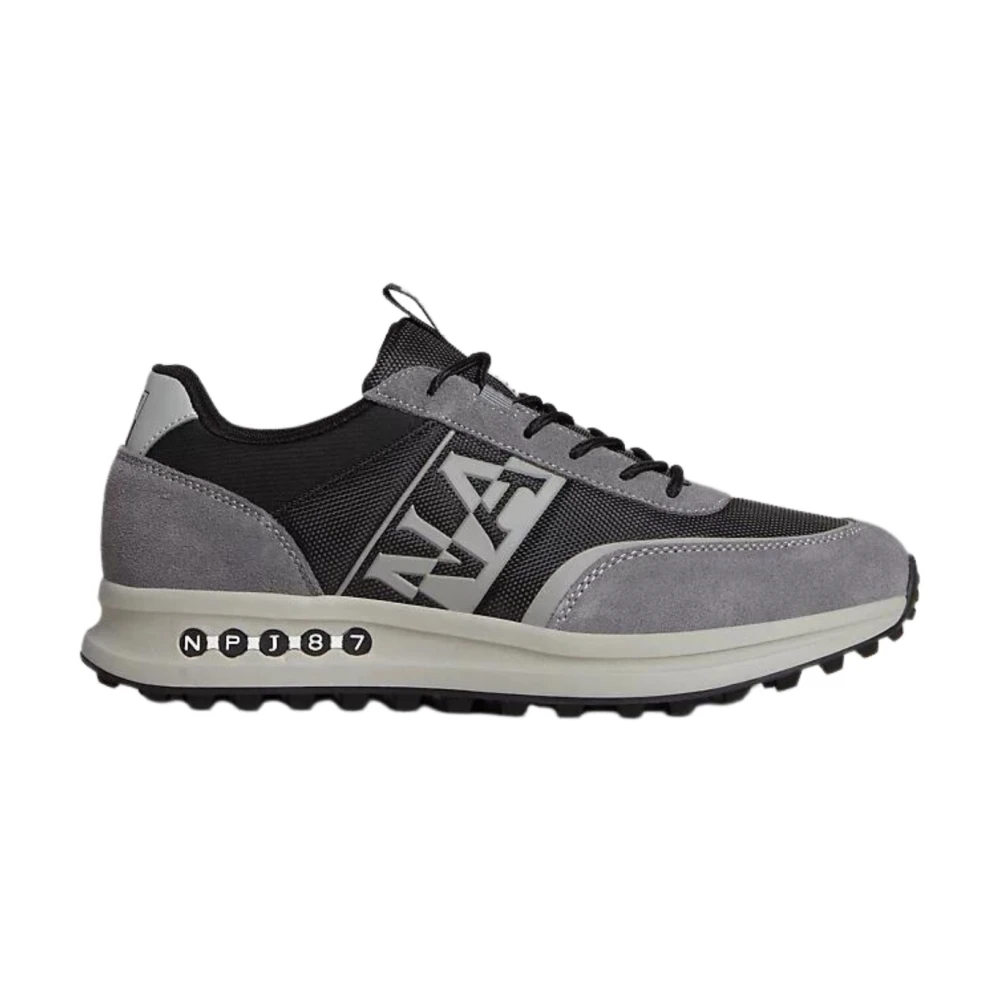 Napapijri Lage Leren en Stoffen Zwarte Sneakers Heren Schoenen