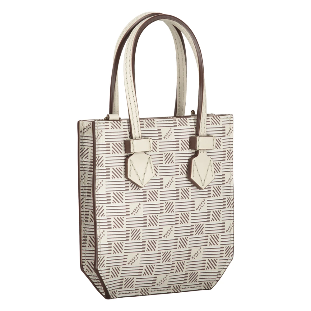 Moreau Paris Korrelig leren schoudertas met logo Beige Dames